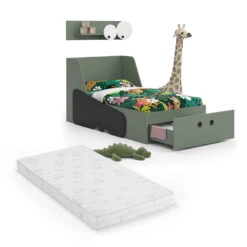 Kinderbett "Krokodil" Grün 80x160 Cm Mit Schublade Und Matratze Vitalispa -Möbel Store m5792 mat 07 ol