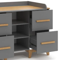 Wickelkommode "Malia" Grau/Eiche 133 X 98 Cm XL Mit 4 Schubladen Vitalispa -Möbel Store m5855 06 ol