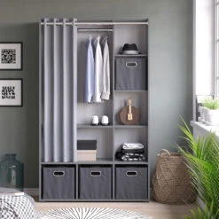 Kleiderschrank "Luigi" Grau 105.8 X 178.1 Cm Mit Faltboxen (grau) Vicco -Möbel Store m5862 fb1737 04 ol