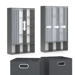 Kleiderschrank "Luigi" Grau 105.8 X 178.1 Cm Mit Faltboxen (grau) Vicco -Möbel Store m5862 fb1737 06 ol