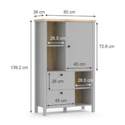 Sideboard "Melini" Grau/Eiche 85 X 139.2 Cm Vicco -Möbel Store m5886 03 ol