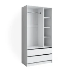 Kleiderschrank "Elmo" Weiß 100 X 200 Cm Mit 2 Schubladen Vicco