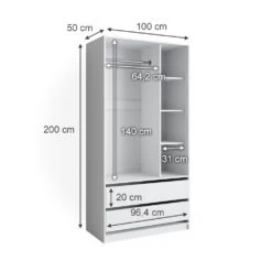 Kleiderschrank "Elmo" Weiß 100 X 200 Cm Mit 2 Schubladen Vicco -Möbel Store m5901 03 ol