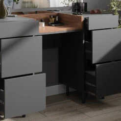 Schminktisch "Anika" Anthrazit/Nussbaum 120 Cm Mit LED-Spiegel Vicco -Möbel Store m5904 sled 05 ol