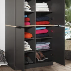 Kleiderschrank "Betti" Anthrazit/Eiche 82 X 179 Cm Mit 4 Türen Vicco -Möbel Store m5907 05 ol