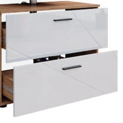 Badmöbel Set "Irma" Eiche/Weiß Hochglanz 3 Teile, Mit Schubladenschrank Und Midischrank Vicco 14 Badmöbel Set "Irma" Eiche/Weiß Hochglanz 3 Teile, Mit Schubladenschrank Und Midischrank Vicco -Möbel Store m5922 06 ol