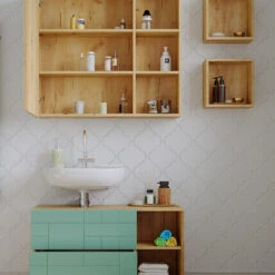 Badmöbelset "Rudi" Eiche/Mint 4er Set Vicco 13 Badmöbelset "Rudi" Eiche/Mint 4er Set Vicco -Möbel Store m5946 05 ol