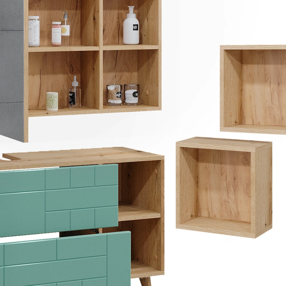 Badmöbelset "Rudi" Eiche/Mint 4er Set Vicco 8 Badmöbelset "Rudi" Eiche/Mint 4er Set Vicco – Bild 6