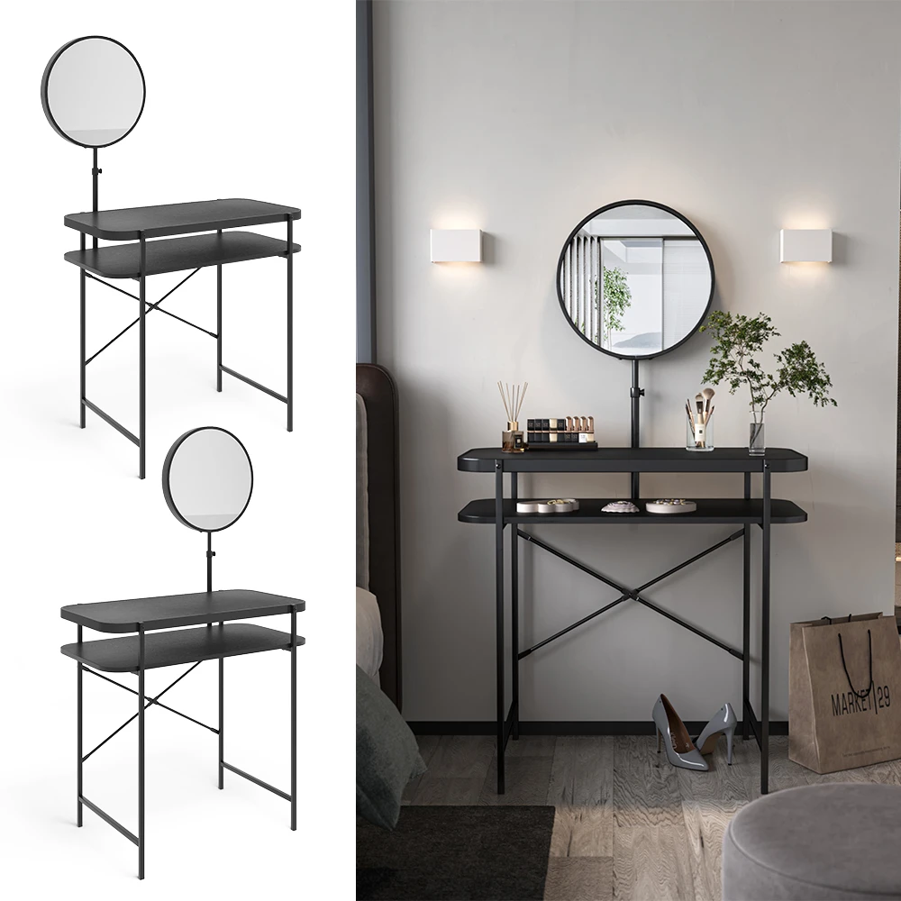 Vicco Schminktisch "Skip", Schwarz, 80 Cm Mit Spiegel 4 Vicco Schminktisch "Skip", Schwarz, 80 Cm Mit Spiegel – Bild 2