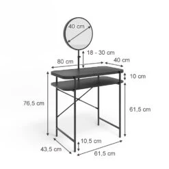 Vicco Schminktisch "Skip", Schwarz, 80 Cm Mit Spiegel 11 Vicco Schminktisch "Skip", Schwarz, 80 Cm Mit Spiegel -Möbel Store m6008 03 ol