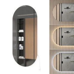 Badspiegel Oval 110cm Mit LED Vicco -Möbel Store m6013 07 ol