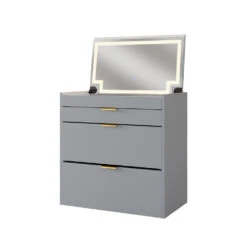 Titelseite 11 Schminkkommode "Wanja" Grau Mit Bank Und LED-Spiegel Vicco