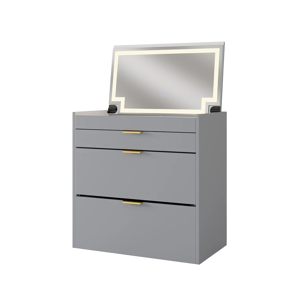 Schminkkommode "Wanja" Grau Mit Bank Und LED-Spiegel Vicco 3 Schminkkommode "Wanja" Grau Mit Bank Und LED-Spiegel Vicco