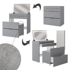 Schminkkommode "Wanja" Grau Mit Bank Und LED-Spiegel Vicco 16 Schminkkommode "Wanja" Grau Mit Bank Und LED-Spiegel Vicco -Möbel Store m6014 06 ol