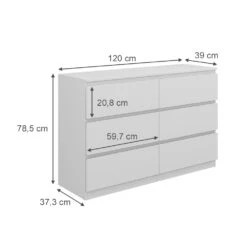 Kommode "Calisto" Weiß 6 Fächer 120cm Vicco -Möbel Store m6023 03 ol