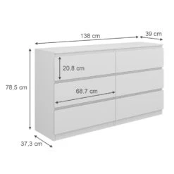 Kommode "Calisto" Weiß 6 Fächer 138cm Vicco 12 Kommode "Calisto" Weiß 6 Fächer 138cm Vicco -Möbel Store m6024 03 ol