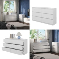 Kommode "Calisto" Weiß 6 Fächer 138cm Vicco 17 Kommode "Calisto" Weiß 6 Fächer 138cm Vicco -Möbel Store m6024 08 ol