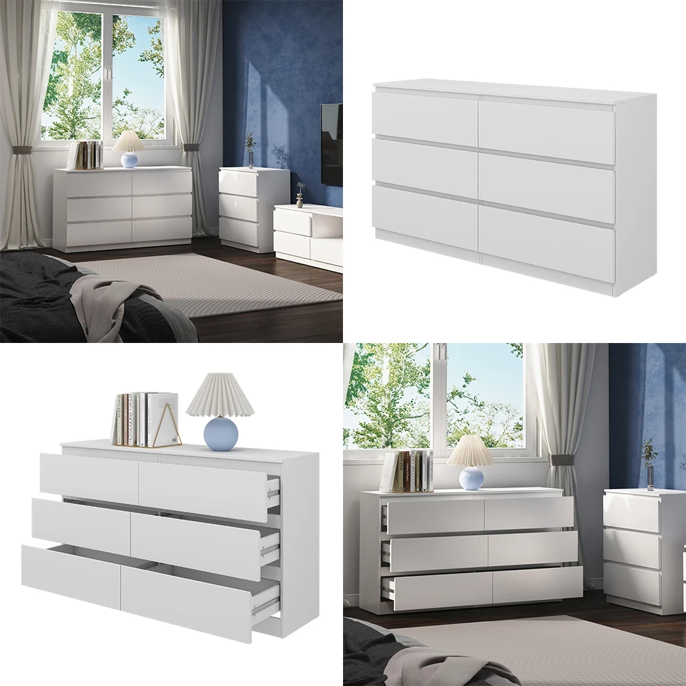 Kommode "Calisto" Weiß 6 Fächer 138cm Vicco 10 Kommode "Calisto" Weiß 6 Fächer 138cm Vicco – Bild 8