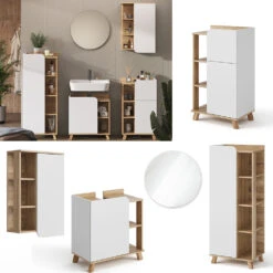 Badmöbel Set "Karen" Sonoma/Weiß 5 Teile Vicco -Möbel Store m6034 02 ol