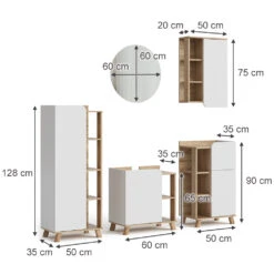 Badmöbel Set "Karen" Sonoma/Weiß 5 Teile Vicco -Möbel Store m6034 03 ol