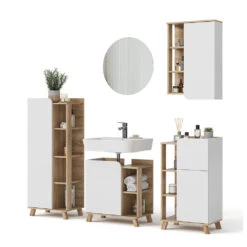 Badmöbel Set "Karen" Sonoma/Weiß 5 Teile Vicco -Möbel Store m6034 07 ol