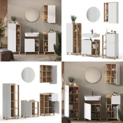 Badmöbel Set "Karen" Sonoma/Weiß 5 Teile Vicco -Möbel Store m6034 08 ol