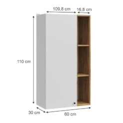Vicco Wandregal "Anteo", Weiß/Eiche, 60 X 110 Cm -Möbel Store m6058 03 ol