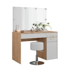 Schminktisch "Adela" Weiß/Natural Rockford Hickory Mit Spiegel & LED Vicco -Möbel Store m6068 s l 07 ol