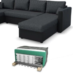 Sofa U Form Schwarz/Grau 290 Cm Vitalispa -Möbel Store m614 06 ol