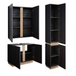 Vicco Badmöbel Set "Gloria", Anthrazit/Sonoma, 3 Teile, Mit Hochschrank -Möbel Store m6191 08 ol