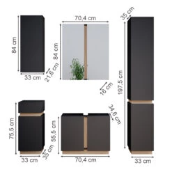 Vicco Badmöbel Set "Gloria", Anthrazit/Sonoma, 5 Teile -Möbel Store m6193 03 ol