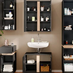 Vicco Badmöbel Set "Gloria", Anthrazit/Sonoma, 5 Teile -Möbel Store m6193 06 ol