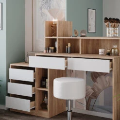 Schminktisch "Anja" Sonoma/Weiß Mit Hocker Vicco -Möbel Store m6201 hw 05 ol