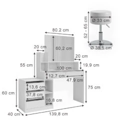 Schminktisch "Anja" Weiß Mit Hocker Vicco -Möbel Store m6202 hw 03 ol