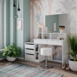 Schminktisch "Anja" Weiß Mit Hocker Vicco -Möbel Store m6202 hw 04 ol