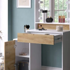 Schminktisch "Altea" Weiß/Eiche 95 Cm Mit LED Beleuchtung Vicco -Möbel Store m6208 l 05 ol