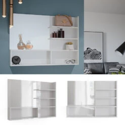 Badregal Mit Spiegel 90cm Weiß Hochglanz Vicco -Möbel Store m6214 02 ol