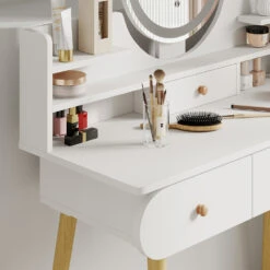 Schminktisch "Edda" Weiß Mit Hocker Und LED-Spiegel Vicco -Möbel Store m6216 05 ol