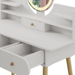 Schminktisch "Edda" Weiß Mit Hocker Und LED-Spiegel Vicco -Möbel Store m6216 06 ol