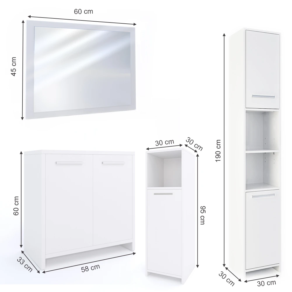 Badmöbel Set "Kiko" Weiß 4 Teile Vicco 5 Badmöbel Set "Kiko" Weiß 4 Teile Vicco – Bild 3