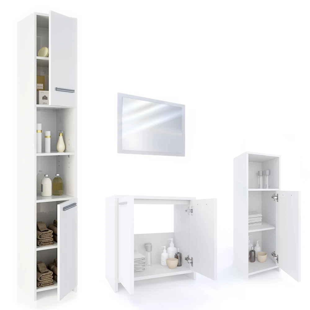 Badmöbel Set "Kiko" Weiß 4 Teile Vicco 9 Badmöbel Set "Kiko" Weiß 4 Teile Vicco – Bild 7