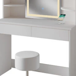 Schminktisch "Charlotte" Weiß Mit LED-Spiegel, Bank Und QI-Ladestation Vicco -Möbel Store m6232 sled qi hw 06 ol