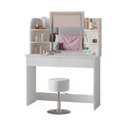 Schminktisch "Charlotte" Weiß Mit LED-Spiegel, Bank Und QI-Ladestation Vicco -Möbel Store m6232 sled qi hw 07 ol