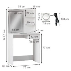 Schminktisch "Dekos" Weiß Mit LED-Spiegel Und QI-Ladestation Vicco -Möbel Store m6233 03 ol
