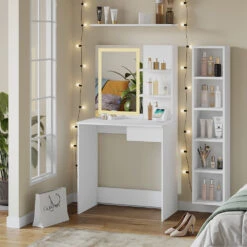 Schminktisch "Dekos" Weiß Mit LED-Spiegel Und QI-Ladestation Vicco -Möbel Store m6233 04 ol