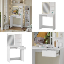 Schminktisch "Dekos" Weiß Mit LED-Spiegel Und QI-Ladestation Vicco -Möbel Store m6233 08 ol