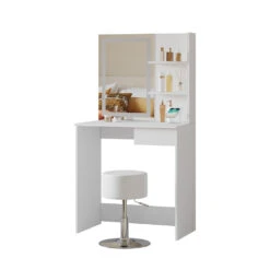 Schminktisch "Dekos" Weiß Mit LED-Spiegel, Hocker Und QI-Ladestation Vicco 17 Schminktisch "Dekos" Weiß Mit LED-Spiegel, Hocker Und QI-Ladestation Vicco -Möbel Store m6233 hw 07 ol