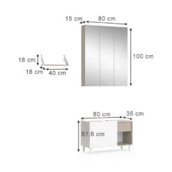 Badmöbelset "Arianna" Greige/Weiß 3er Set Vicco -Möbel Store m6242 03 ol