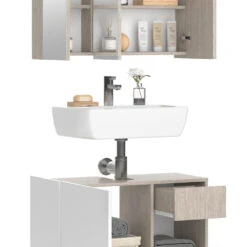 Badmöbelset "Arianna" Greige/Weiß 3er Set Vicco -Möbel Store m6242 06 ol