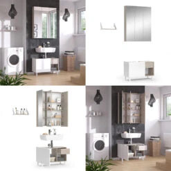 Badmöbelset "Arianna" Greige/Weiß 3er Set Vicco -Möbel Store m6242 08 ol